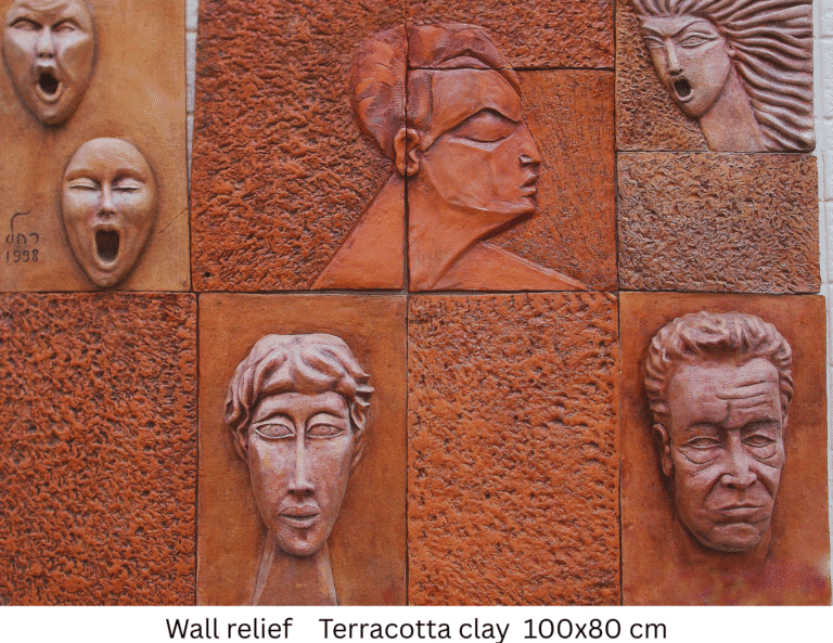 Wall relief Terracotta clay 100x80 cm